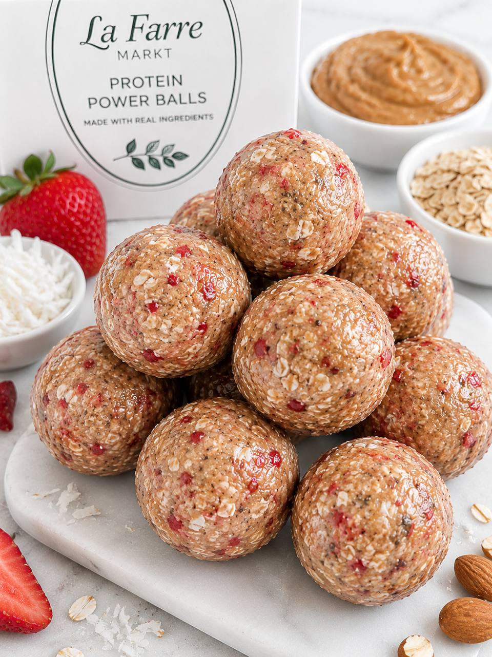 Strawberry Coconut Almond Butter Protein Balls (7 Count)