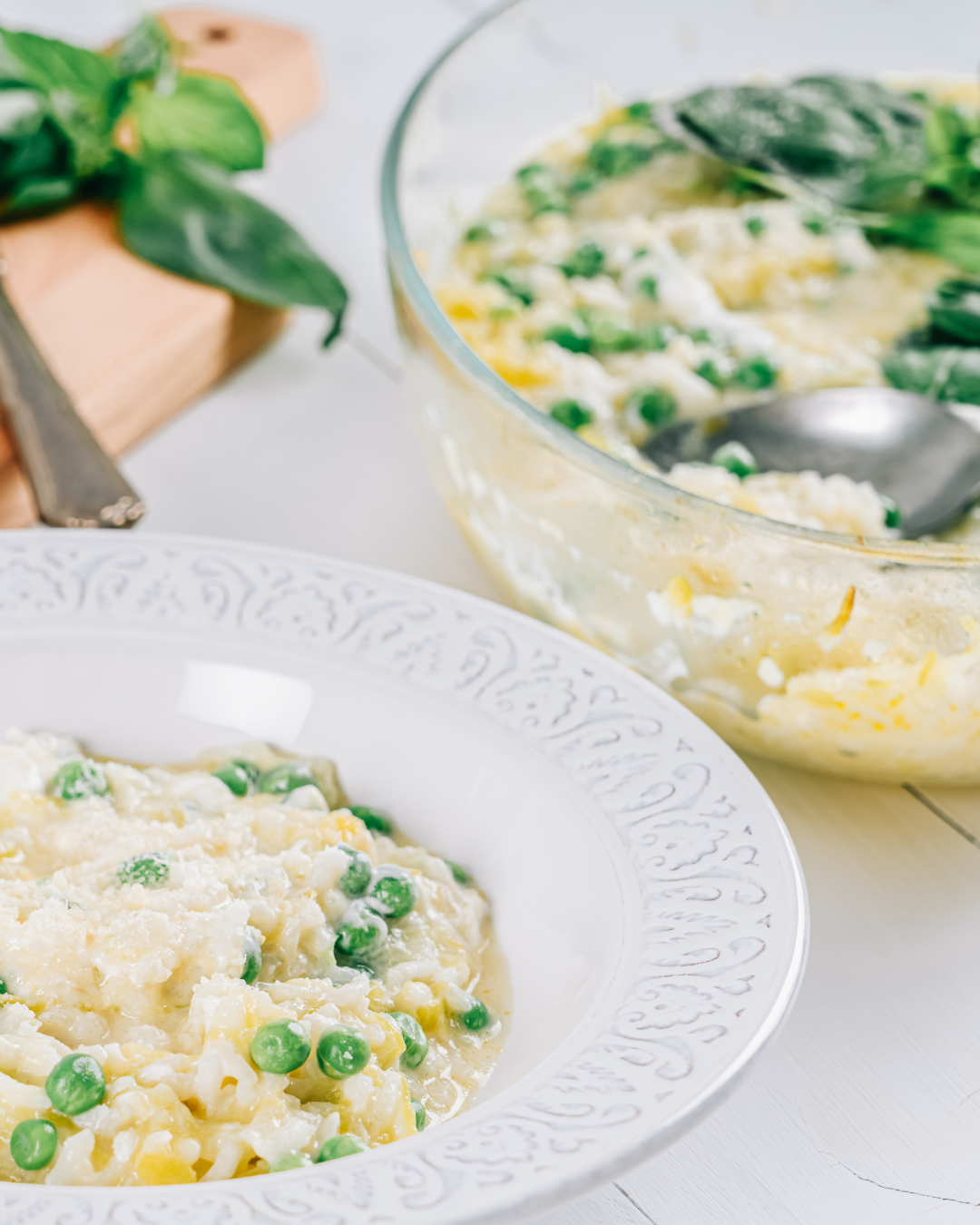 Creamy Basil Parmesan Pilaf with Peas